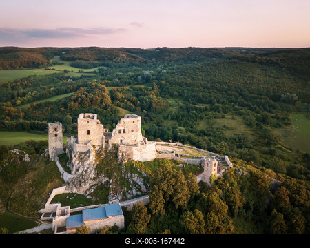 Csesznek castle ruins in Bakony Mountain Hungary.-stock-foto