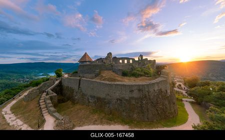 Amazing aerial landscapes about the Visegrad Castle in Hungary-stock-foto