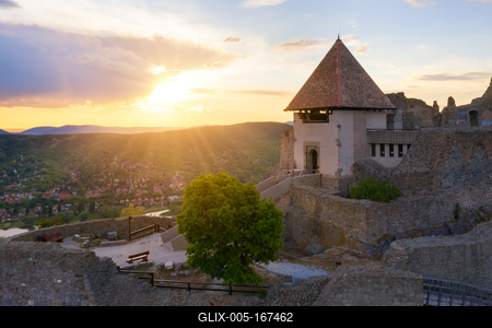 Amazing aerial landscapes about the Visegrad Castle in Hungary-stock-foto