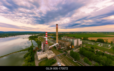 Power plant of Oroszlany city in Vertes hills Hungary-stock-foto
