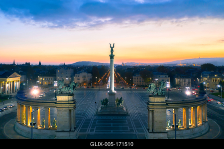 Amazing aerial view about the Heroes square in Budapest.-stock-foto