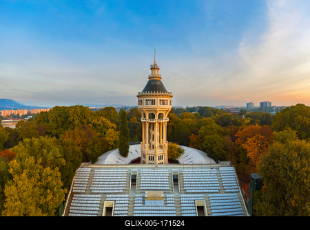 Water tower in Margaret island Budapest Hungary-stock-foto