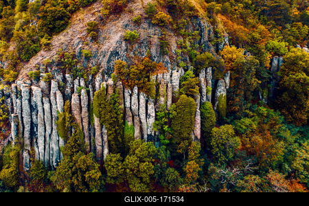 The basalt organs og the vulcanic Saint George hill's-stock-foto