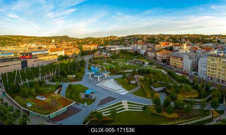 Aerial view about the new millenary park of Budapest Hungary-stock-foto