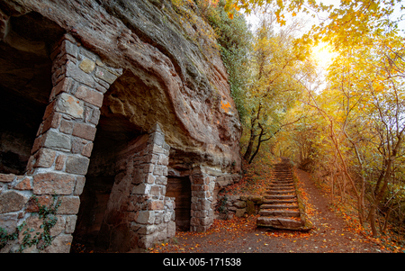 Monk caves is Thihany hills Hungary-stock-foto