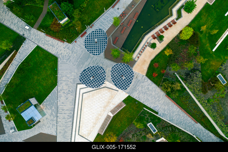 Aerial view about the new millenary park of Budapest Hungary-stock-foto