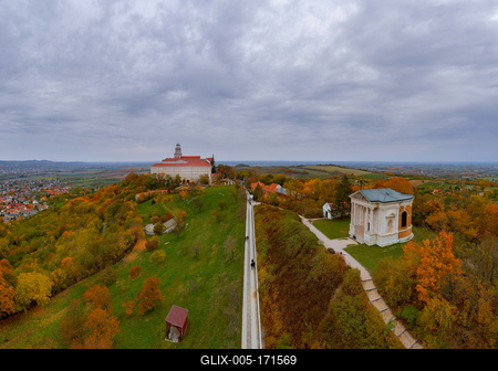 Fantastic arieal photo of Pannonhalama Benedictine abbey in Hungary.-stock-foto