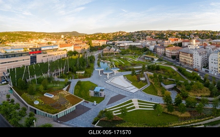 Aerial view about the new millenary park of Budapest Hungary-stock-foto