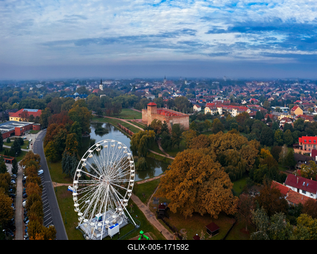 Amazing aerial photo about the Castle of Gyula.-stock-foto