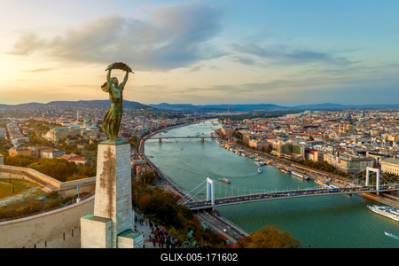 Aerial Budapest cityscape form Gellert Hill.-stock-foto
