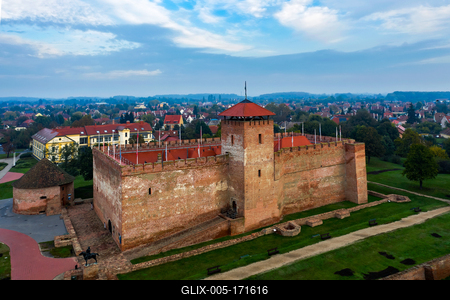 Amazing aerial photo about the Castle of Gyula.-stock-foto