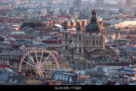 Amazing cityscape about budapest roofs.-stock-foto