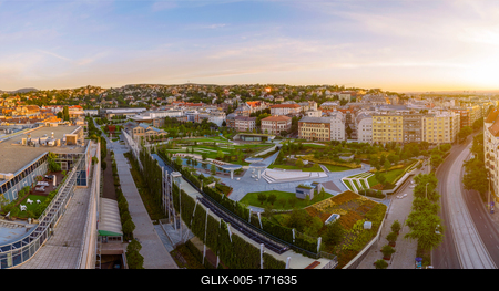 Aerial view about the new millenary park of Budapest Hungary-stock-foto