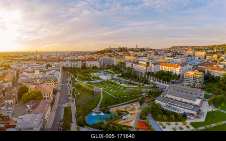 Aerial view about the new millenary park of Budapest Hungary-stock-foto