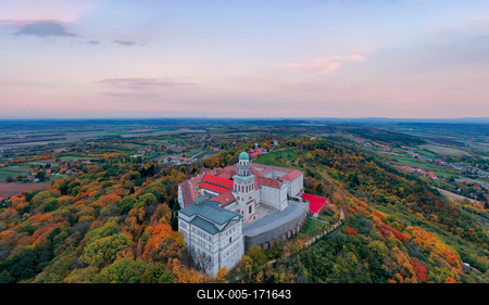 Fantastic arieal photo of Pannonhalama Benedictine abbey in Hungary.-stock-foto