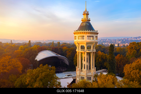 Water tower in Margaret island Budapest Hungary-stock-foto