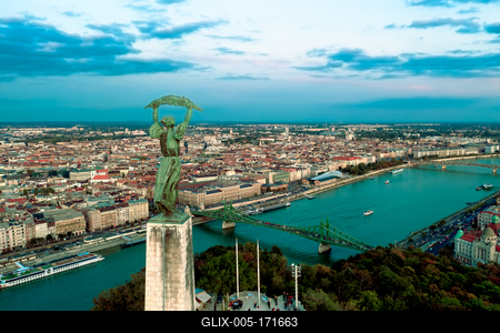 Aerial Budapest cityscape form Gellert Hill.-stock-foto