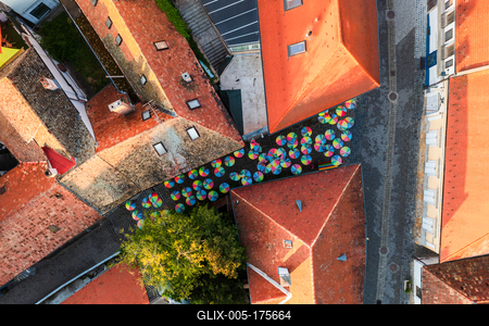 Top down view about a part of Szentendre city in Hungary-stock-foto