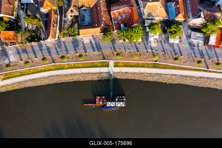 Top down view about a part of Szentendre city in Hungary-stock-foto