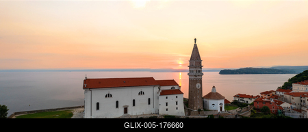 Panoramic photo about piran Slovenia-stock-foto
