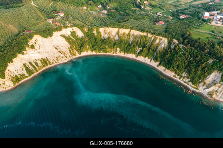 Aerial view about the moon bay slovenia.-stock-foto