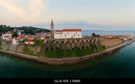 Panoramic photo about piran Slovenia-stock-foto
