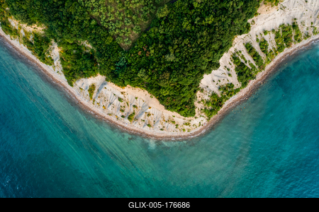 Aerial view about the moon bay slovenia.-stock-foto