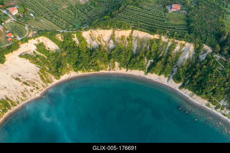 Aerial view about the moon bay slovenia.-stock-foto