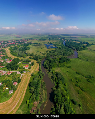 Aerial view about Onod village with sajo river-stock-foto