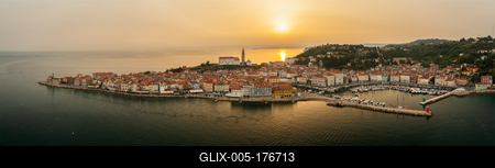 Unique panoramic photo about piran old town Slovenia-stock-foto
