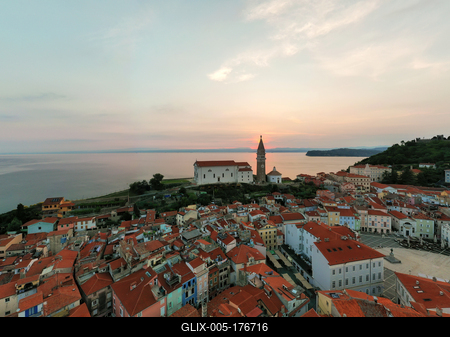 Panoramic photo about piran Slovenia-stock-foto