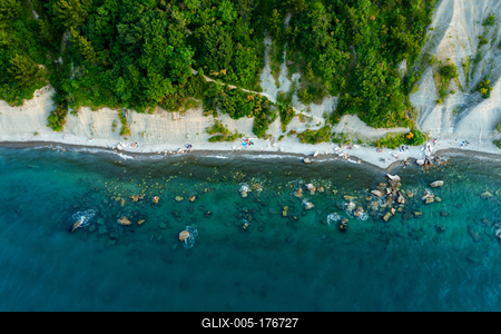 Aerial view about the moon bay slovenia.-stock-foto