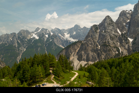 Amazing panoramic photo about the Triglav National park in highest point of Slovenia.-stock-foto