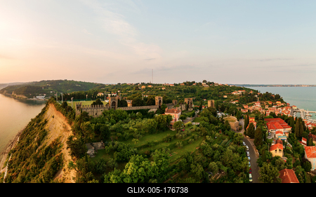 Panoramic photo about piran Slovenia-stock-foto
