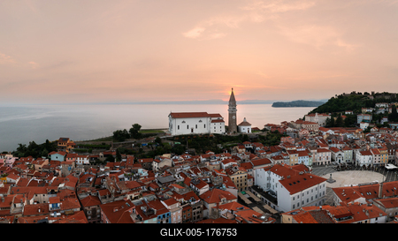 Panoramic photo about piran Slovenia-stock-foto