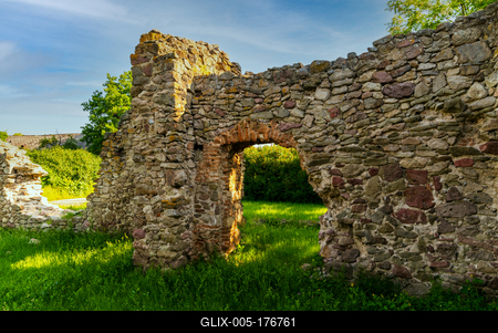 Temple ruins from Arpad Age in Hungary-stock-foto
