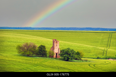 Somoly ruin church in Regoly Hungary-stock-foto