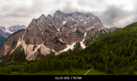 Amazing panoramic photo about the Triglav National park in highest point of Slovenia.-stock-foto