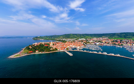 Aerial cityscape about Izola town Slovenia-stock-foto