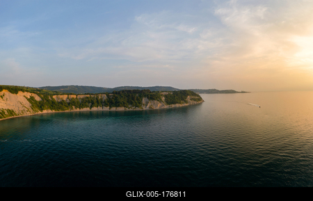 Aerial view about the moon bay slovenia.-stock-foto