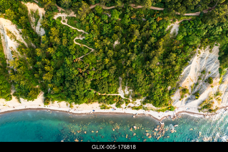 Aerial view about the moon bay slovenia.-stock-foto