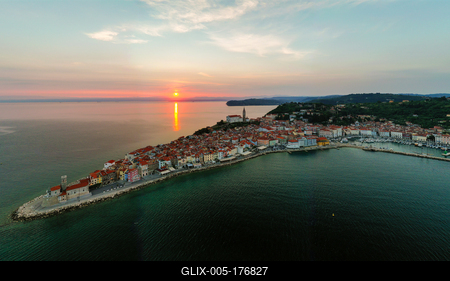 Panoramic photo about piran Slovenia-stock-foto