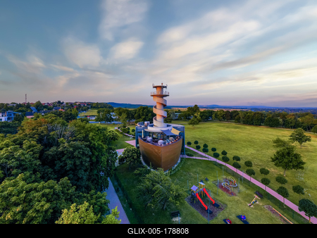Sail shipping  historical  exhibition visitior center on Balatonfoldvar, Hungary-stock-foto