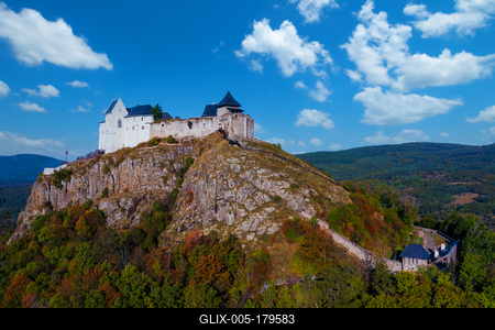 Aerial view of the famous castle of Fuzer-stock-foto