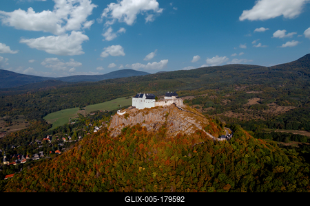 Aerial view of the famous castle of Fuzer-stock-foto