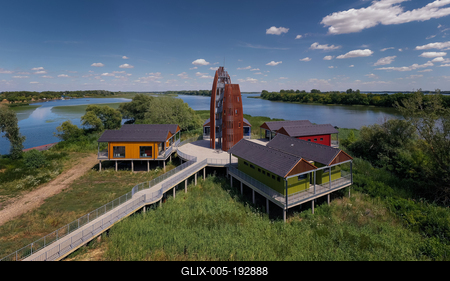 lookoutt tower on Tisza lake Hungary. Next to Kiskore town. Built in 2021.-stock-foto