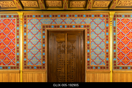 Interior of Rumbach sebestyen Street Synagogue. Near by   the famous Dohany street synagogue. amazing renewef space. Built in 1870-73. designed the architect Otto Wagner.-stock-foto
