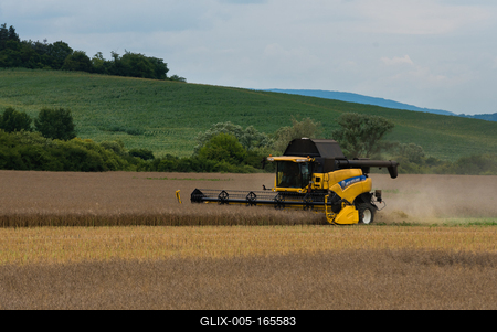 Farmers are harvesting with a New Holland CR9080 combine on a cloudy day.-stock-foto