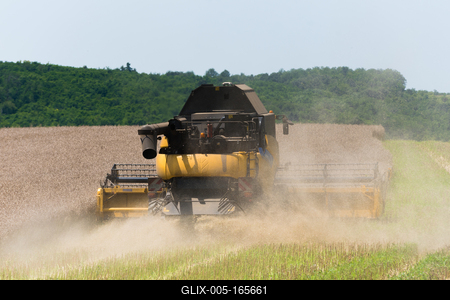 Farmers are harvesting with a New Holland CR9080 combine on a sunny day.-stock-foto