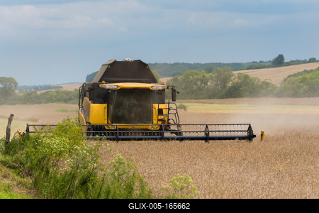 Farmers are harvesting with a New Holland CR9080 combine on a cloudy day.-stock-foto